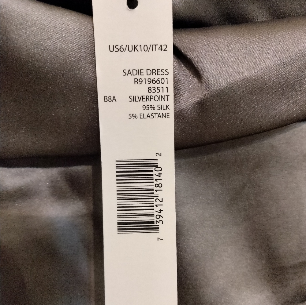 Sadie silver silk midi dress semi formal size 6 by Elie Tahari - Picture 4 of 10